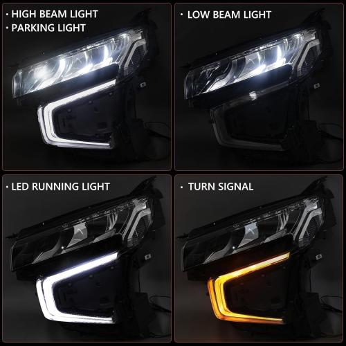 BLACK FIONE Full LED Headlights Assembly Compatible with Chevy Tahoe/Suburban 2021 2022 2023 WITH LED Running Light Factory Headlamps Left Driver Side LH