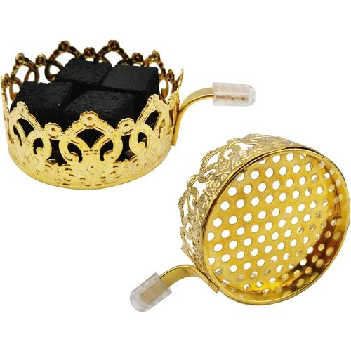 Hookah Charcoal Holder KKDUCK Reusable Metal Hookah Coal Heater for SHIAHA Accessories Hookah Heat Management System Crown Style (Gold)