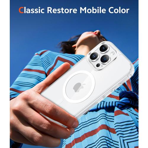 FNTCASE for iPhone 14 Pro-Max Case: Clear Magnetic Phone Cases with Screen Protector Compatible with Magsafe Slim Anti Yellowing Rugged Shockproof Protective Transparent Cell Cover (A-Clear)
