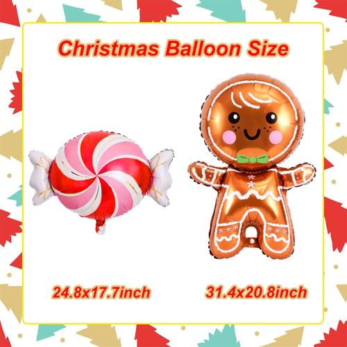Gingerbread Man Balloon Red Pink Candy Balloons Set Christmas Candy Gingerbread Balloons for Christmas Ginger Bread Party Decorations