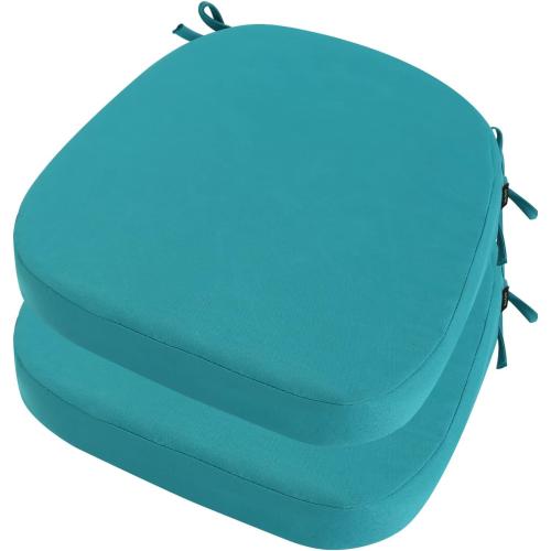idee-home Outdoor Chair Cushions Set of 2, 17 x 17 x 3 Thick Patio Furniture Outdoor Seat Cushions Waterproof with Ties, Dining Pads