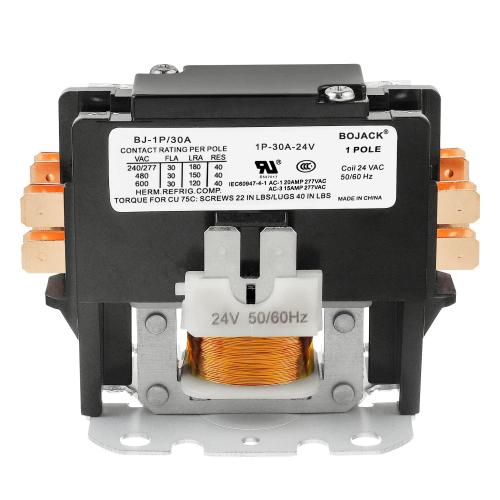 BOJACK 1 Poles FLA 30 Amp Coil 24 VAC Air Conditioner Condenser Compressor Contactor AC Definite Purpose Contactor