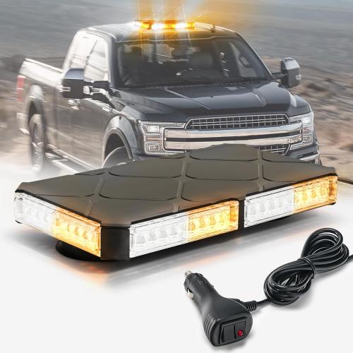 Amber/White Rooftop Magnetic Strobe Lights for Trucks, Emergency Beacon Warning Caution Light for Vehicles Car
