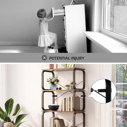 Book Shelf, Industrial 5 Tier Bookshelf, Tall Bookcase with 165lbs/Shelf Capacity, Open Wood Metal Bookshelves, Vintage Book Shelves for Bedroom, Living Room, Home Office, Garage - Rustic Brown