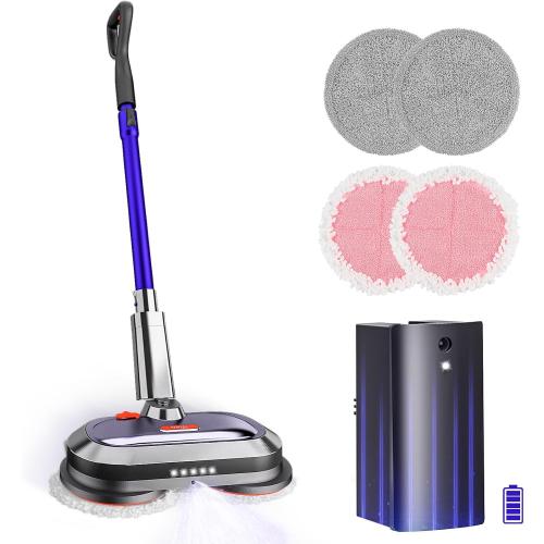 VMAI Electric Mop with Detachable Battery & 300ml Water Tank | Spin Mop with LED Headlight and Sprayer, for Hardwood, Tile, Laminate Floor, <50dB Working Noise