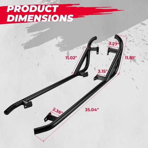 KEMIMOTO Nerf Bars Heavy Duty Black Tree Kickers Side Steps Compatible with 2014-2022 Polaris RZR XP 1000/ XP Turbo/ S900/ S1000/ Trail S 900 RZR Nerf Bars Rock Sliders Left & Right - 2 Seater