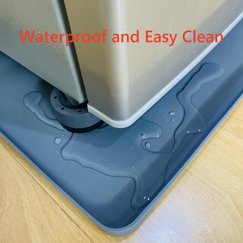 Mini Fridge Silicone Mat with Raised Edges, 20 x 20 x 0.6 Mini Fridge Drip Tray with 4 Base Raisers,Mini Refrigerator Carpets Floor Protector (Small Black)