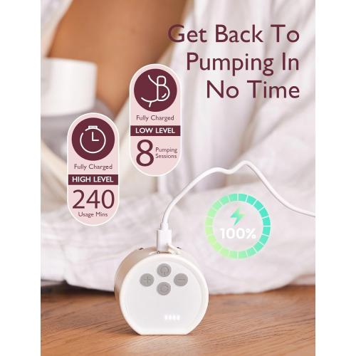 Momcozy Hands-Free Breast Pump S12 Pro, Wearable & Portable Pump with Soft DoubleFit Flange, 3 Modes | 9 Levels Double Electric Pump, Smart Display, 24mm, 2 Pack, Cozy White