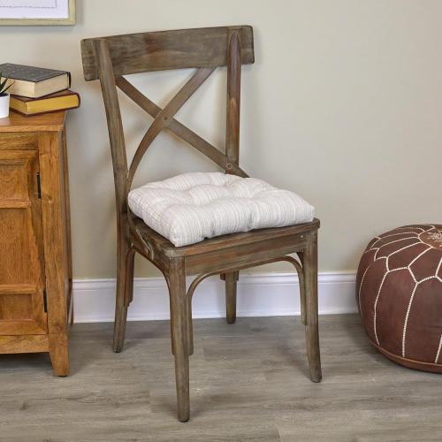 Klear Vu Gripper Overstuffed Universal Non-Slip Dining Chair Cushions for Kitchen Decor or Office Use, U-Shaped Skid-Proof Seat Pad, 17x17 Inches, 2 Count (Pack of 1), Chenille Cream