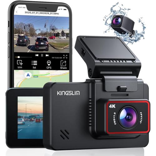 Kingslim D4 Dual Dash Cam with Built-in WiFi GPS, Front 4K/2.5K Rear 1080P for Cars , 3 IPS Touchscreen 170° FOV Dashboard Camera with Sony Starvis Sensor, Support 256GB Max