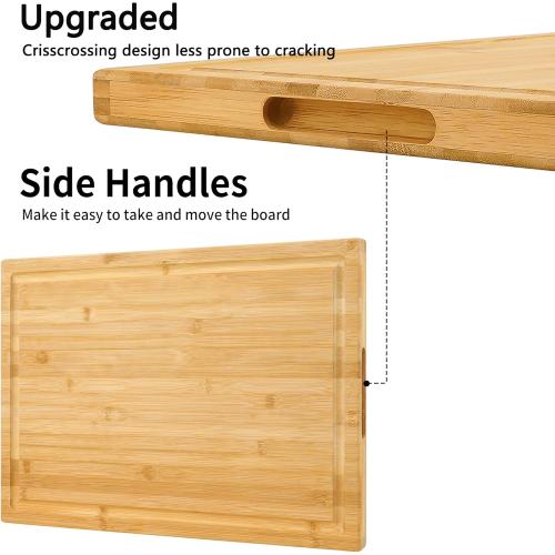 Utoplike Extra Large XXXL Bamboo Cutting Board 24 x16 Inch, Largest Wooden Butcher Block for Turkey, Meat, Vegetables, BBQ, Over the Sink Chopping Board with Handle and Juice Groove, Thickness 1.25