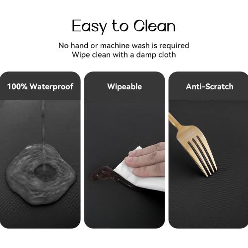 Romanstile Round Vinyl Tablecloth, 100% Waterproof Elastic Fitted Table Covers for 36- 44 Tables, Wipeable Flannel Backed Plastic Table Cloths for Picnic, Camping, Outdoor - Black