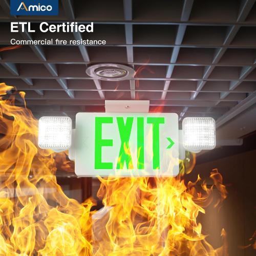 Amico 1 Pack Commercial green Double-Sided Exit Sign with Large LED Light