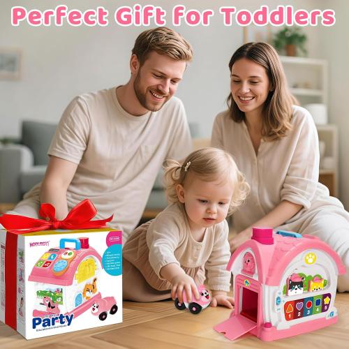 Montessori Toys for 1 Year Old Girls, Christmas First 1st Birthday Gifts for Girls, Musical Learning House Baby Toys for Ages 6 12 18 24 Months, Educational Bilingual Toy for Toddler Kids Age 1 2 3