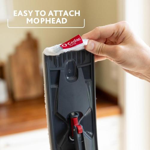 O-Cedar H2prO Flat Mop System | Quick Cleaning Tool | Clean with Water | Machine Washable Reusable Microfiber Mop Pad | Safe on Wood Floors, Vinyl, Tile, Baseboards, Walls