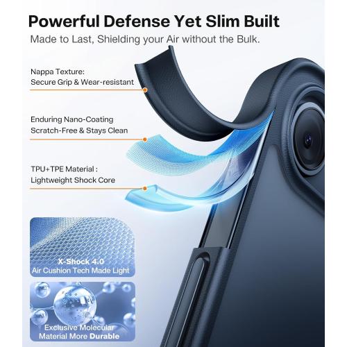 TORRAS Stronger Magnetic for iPhone Air Case, Thin Fit for MagSafe Black | Shockproof Slim Case for iPhone 17 Air with Camera Control & Colorful Buttons, Mil-Grade Drop Tested, Translucent Matte