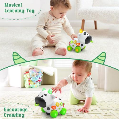 Musical Cow Toys for 1  Year Old Boy Girl, Bilingual Baby Toy 6-12-18 Month, One Year Old Boy Toys, 1 Year Old Girl Gift, Learning Toddler Toy Age 1-2, First Christmas 1st Birthday Gift