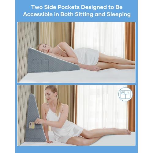 Forias Wedge Pillow 12 Bed Wedge Pillow for Sleeping Wedge Pillow for After Surgery Triangle Pillow Wedge for Acid Reflux Snoring Heartburn Back Pain, Machine Wash Cover | Memory Foam Top