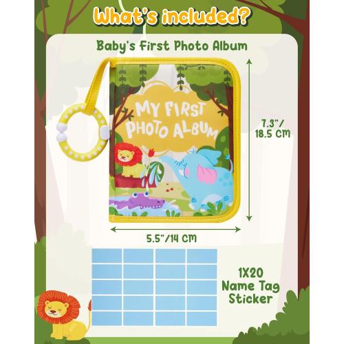 Lilian&Gema Baby's My First Photo Album – Soft Photo Album for Baby with Adorable Design, Holds 17 4x6 Pictures, Perfect Baby Photo Albums for Newborn, Toddler & Kids(Elephant)