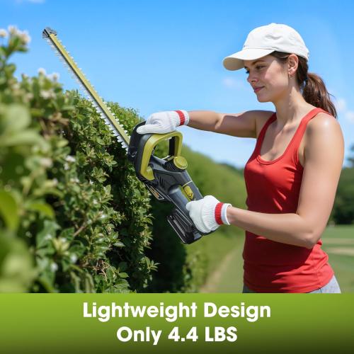 Black and Green Hedge Trimmer for Dewalt 20V Battery, Cordless Hedge Trimmer with 22'' Dual-Action Blade, 1600RPM, 3/5'' Cutting Width, Rotatable Handle & Dual-Switch Design (Battery Not Included) (Green)