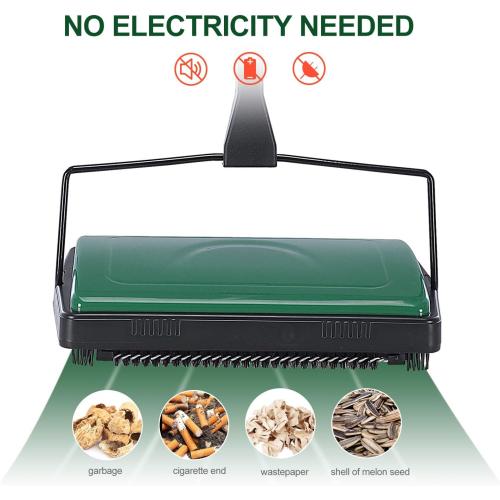 Yocada Carpet Sweeper Cleaner Manual Non-Electric Hand Push Green | for Home Office Low Carpets Rugs Undercoat Carpets Pet Hair Dust Scraps Paper Small Rubbish Cleaning with a Brush