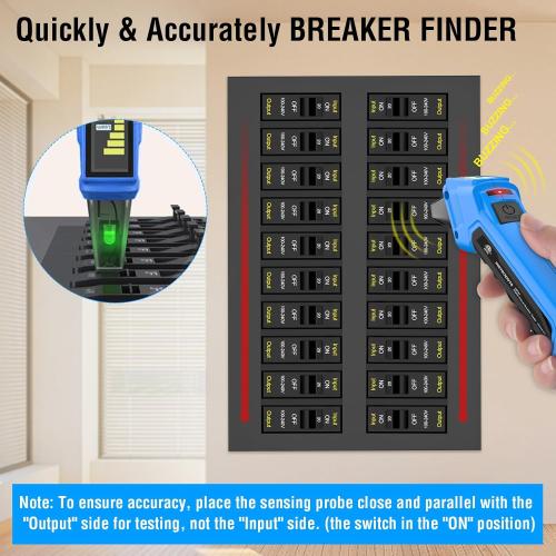 Circuit Breaker Finder Tool with Accessories, 90-135V AC Digital Breaker Finder with Integrated GFCI Outlet Tester, Circuit Tracer with Buzzer Alarm & Color Display, Includes Carrying Case