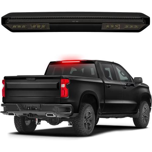 LED Third Brake Light for 2019-2025 Silverado Sierra 1500 2500HD 3500HD | Only for Models without Any Cargo Bed Camera | 3rd Brake Light | Rear Brake Cargo Light | Smoked Len