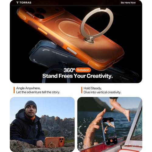 TORRAS Ostand Q3 Air for iPhone 17 Pro Max Case with 360 Magnetic Stand, Fit for MagSafe, Mil-Grade Drop Tested, Camera Control Button, Shockproof Phone Case for iPhone 17 Pro Max 6.9, Midnight Blue