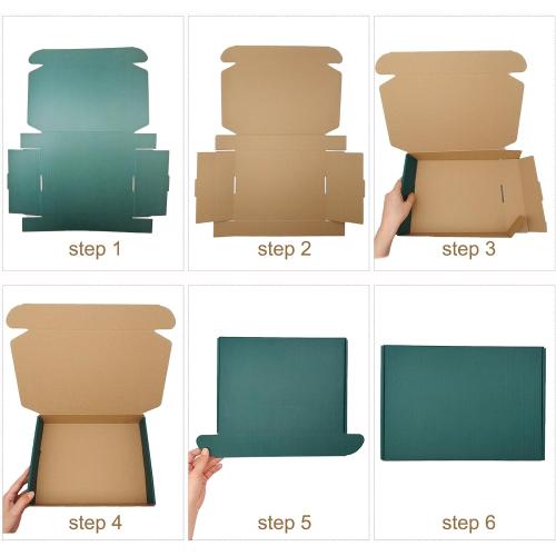25 Pack Small Green Corrugated Cardboard Mailer Boxes - 13 x 10 x 2 Inch, Ideal for Packaging, Gift Boxes, Party Decorations