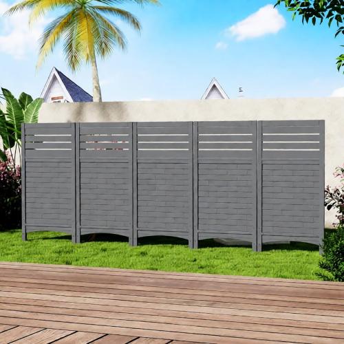 Mrosaa Outdoor Fence Privacy Panels,Resin Privacy Fence Panels for Outside,Air Conditioner/Trash Can/Pool Equipment Enclosure 4-Pack(Grey)