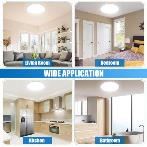 Allsmartlife LED Flush Mount Ceiling Light 4 Pack, 15.8 inch Thin Round Flat Panel Light 32W 4320lm, 3000K/4000K/6500K Dimmable, White Light Fixtures Ceiling Mount for Kitchen, Bedroom