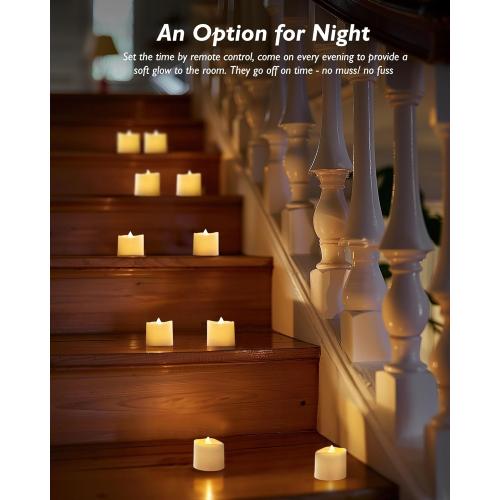 Homemory 12Pack 400 Hour Remote Control Flameless Candles, 2/4/6/8H Timer Led Votive Candles, Battery Operated Tea Lights for Wedding Table Centerpiece, Holidays, Halloween Pumpkins, Christmas Decor