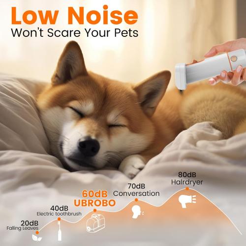 Color White and Orange Dog Grooming Vacuum, Dog Grooming Kit with Pet Clippers, 12,000Pa Pet Hair Grooming Vacuum for Dogs, Vacuum Brush for Shedding Grooming, Low Noise Home Cleaning Tool in 1, PG10