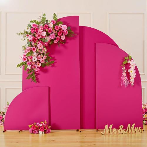 Hot Pink Half Moon Arch Cover Wedding Arch Backdrop Backdrops for Weddings Parties Baby Showers Event 5ft(Hot Pink,2.65x5ft)