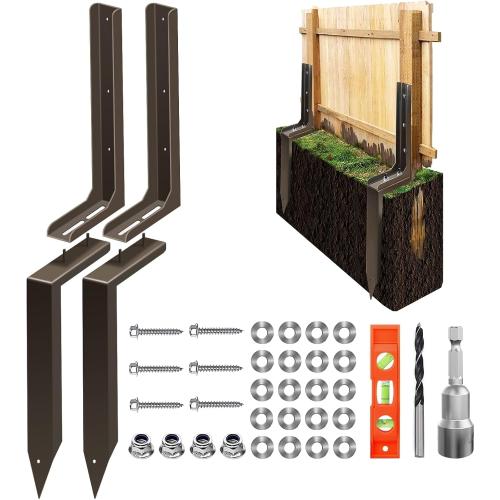 Rotten Leaning Fence Post Repair Kit Adjustable Angle Quick Easy Fix Widen Strengthen Solid Metal Antirust Paint, 2 Sets