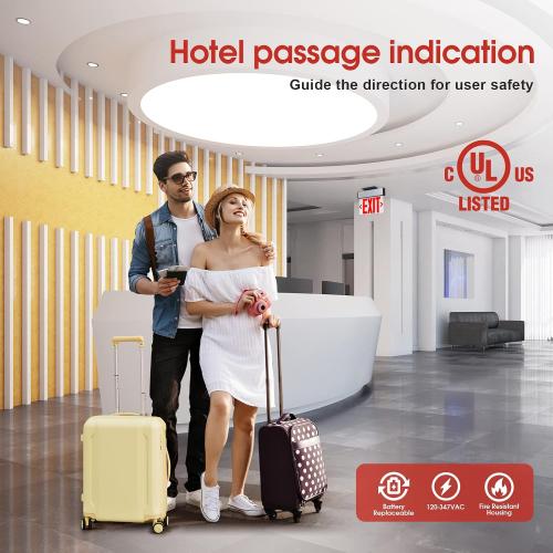 Red Led Edge Lit Exit Sign UL Listed, Brushed Aluminum Housing Double-Sides Mirrored Acrylic Emergency Exit Signs with Battery Backup, AC 120-347V Hardwired Exit Lights, Top/Side/Wall Mount (1 Pack)
