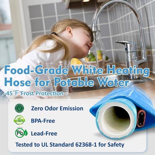 Cupohus Heated RV Water Hose 100FT x 5/8ID - Freeze Proof to -45℉, Self-Regulating, Safe for Drinking Water - Prevents Frozen & Burst Pipes for Winter Camping, Easy Setup, 110-120V