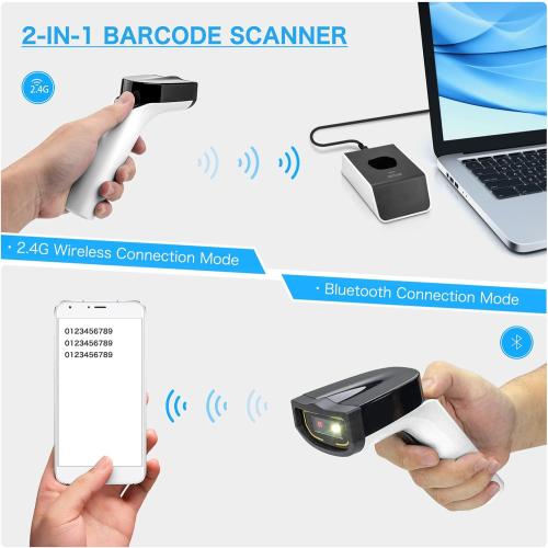 NETUM Bluetooth Wireless 2D Barcode Scanner with Charging Cradle, Hands Free Automatic Sensing Bar Code Reader 1D 2D QR pdf417 Scan Gun Works with MAC OS, Windows, iOS, Android - DS7500
