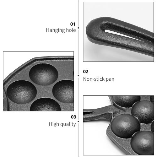 Anxingo Cast Iron Takoyaki Pan - 12 Hole Heavy Duty Square Cooking Plate Octopus Ball Maker 1.5 Half Sphere Takoyaki Maker for Baking Cooking