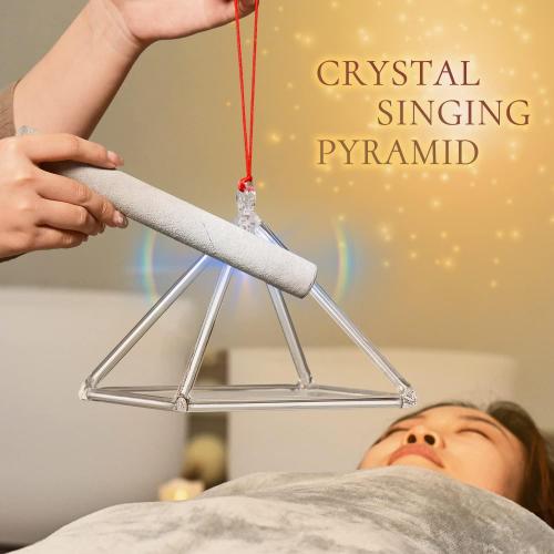 CVNC 12 Inch Quartz Crystal Singing Pyramid Healing Musical Instrument   Carry Case Bag Powerful Energy