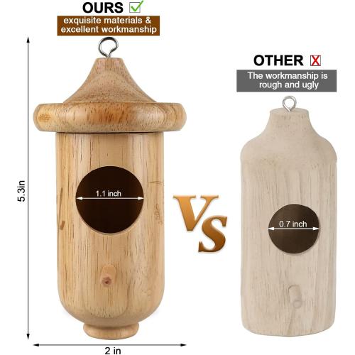 Hummingbird House for Outside Hanging, Wooden Hummingbird Gifts Nest 3 Pack with Hemp Ropes, Gardening Gifts Humming Bird Houses Home Decoration