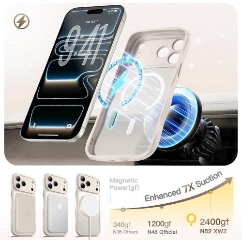 for iPhone 17 Pro Max Case for Women Girls,【Compatible with MagSafe】,【Camera Control】,【Full Camera Protection】, Cute Wave Magnetic Phone Case for iPhone 17 Pro Max,Stone