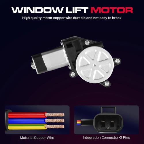 Rear Passenger Side Power Window Regulator with Motor (2 Pins) Fit for 2001-2006 Chevrolet Silverado 1500 3500, Avalanche Suburban GMC Sierra 1500 2500 3500 Yukon XL Cadillac Escalade, 741-579