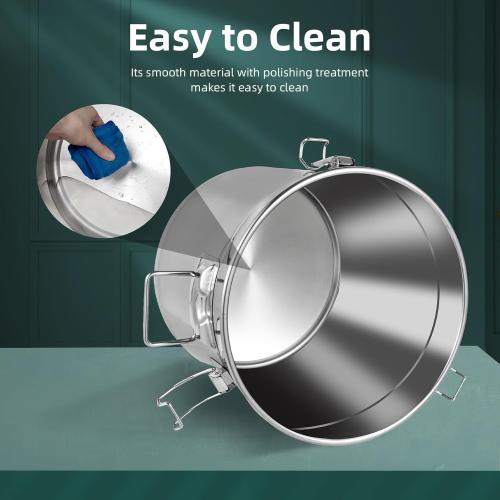 21L Silver DYNAMI 5.5Gal 304 Stainless Steel Airtight Container with Lid and Locking Clamp,17-38Lbs Metal Bucket Large Stainless Steel Canisters for Kitchen,Dog Food/Bird Seed/Coffee Storage Container(21L)