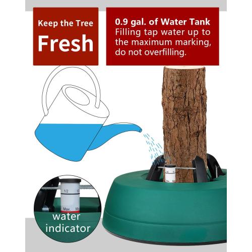 Leejec Christmas Tree Stand with Water Reservoir, Fast Clamped 10 Ft Real Tree with 5.5 Diameter, Water Level Indicator Equipped, No Assembly Required