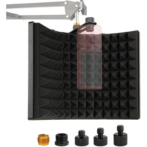 Microphone Isolation Shield, Foldable Mic Sound Absorbing Foam for Condenser Microphone Mic Arm Stand Recording Equipment Studio, High Density Absorbent Foam to Filter Vocal by Frgyee