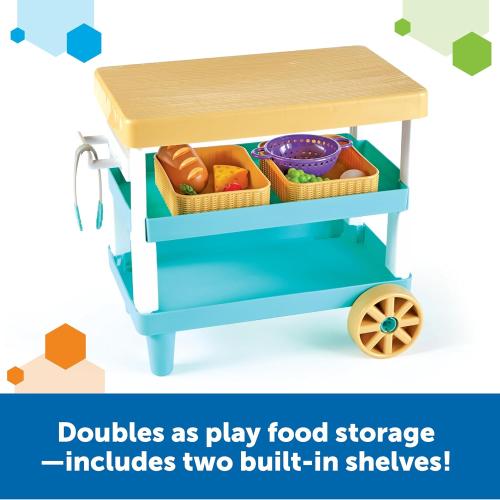 Learning Resources New Sprouts Prep 'n' Store Kitchen Island - Ages 2 , Play Food for Kids, Grocery Store Toys for Toddlers,11 Pieces