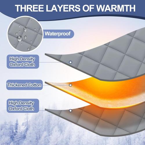 63 x 47 Inch Window Insulation for Winter, Thermal Window Cover 3 Layer with Oxford Cloth Thicken Cotton Filled, Roll-up Insulation Blanket Kit with Hook & Loop for Bedroom Attic to Keep Heat Warm