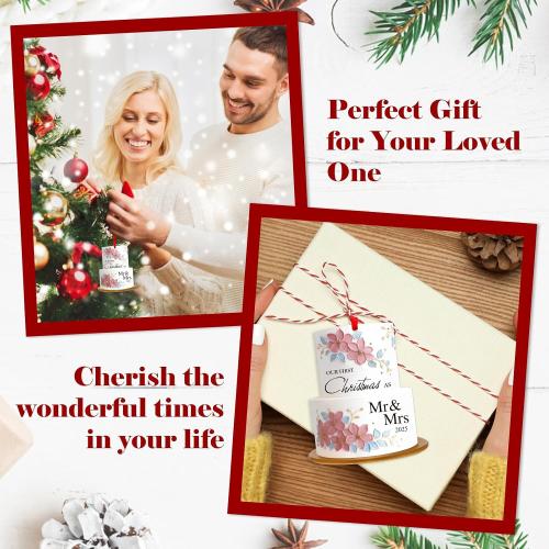 WhatSign Wedding Ornament for Newlywed Couples - Acrylic Our First Christmas as Mr & Mrs 2025 Holiday Decor Cake Shape Engagement Gift Personalized Keepsake for Christmas Tree（2D）