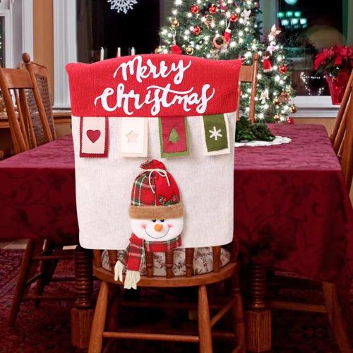 ikasus Dining Chair Back Cover Christmas Santa and Reindeer Protector Holiday Decorations Ornaments for Xmas Indoor Decoration, Party Holiday Festival Restaurant Decor Red#2
